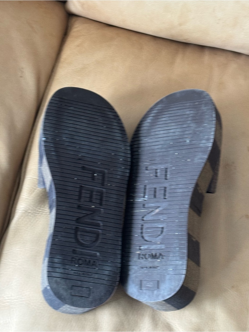 Fendi Sunshine Pequin Striped Platform Sandals - Picture 5 of 9